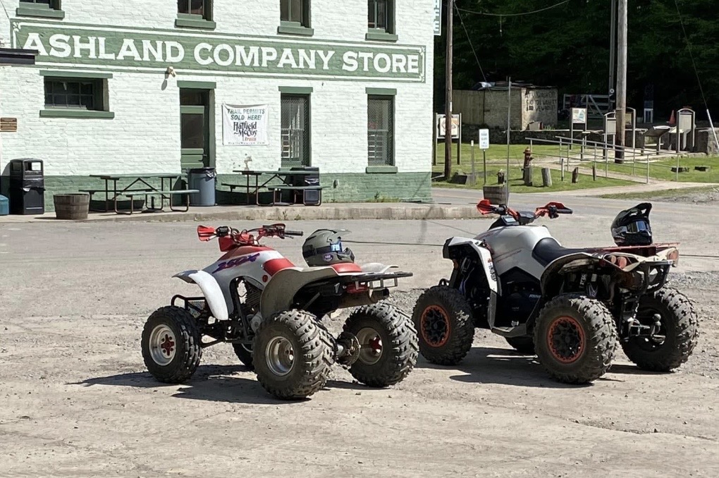 ATVs parked at the Ashland Company Store